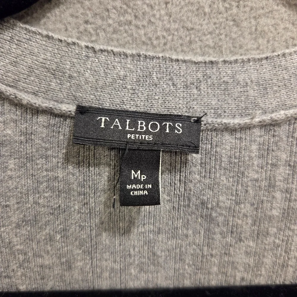 Talbots Cardigan Sweater Women's Size MP Ribbed Gold Buttons Casual Classic Warm